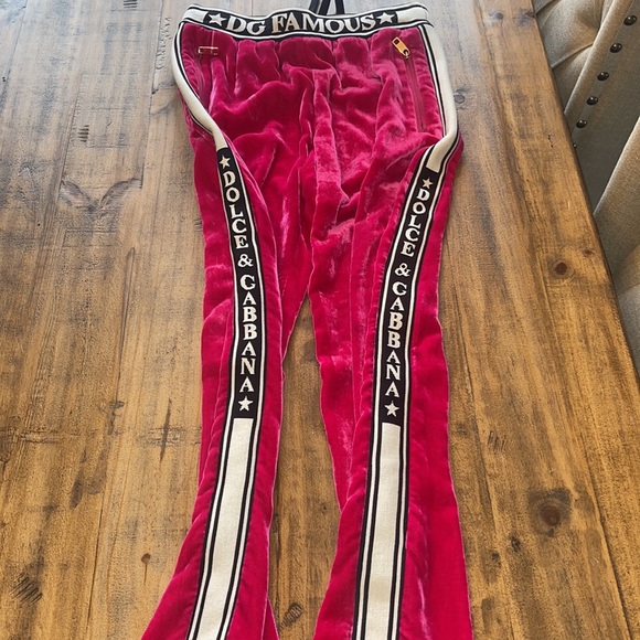 DOLCE & GABBANA Pink Velour Jogger Pants - Picture 1 of 6